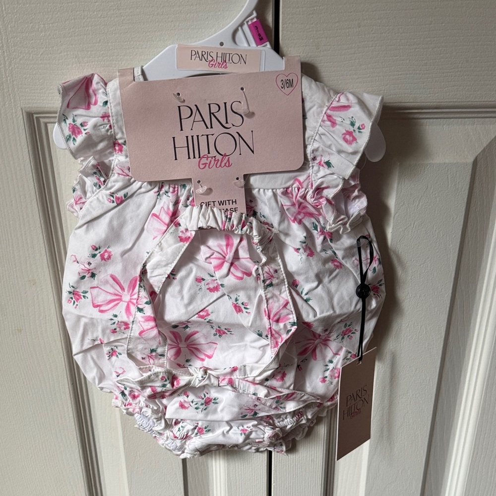 Paris Hilton White and Pink Floral Diaper Cover
